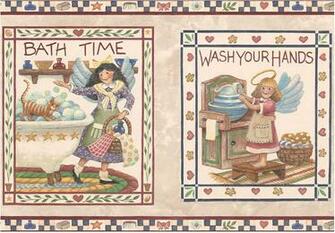 Wallpaper Border Bath Time Wash Your Hands Kitchen Bathroom Wall