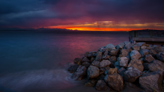 Wallpaper Seattle 4k HD 5k Alki Beach Sunset