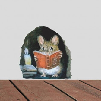 Cute Funny Rat Mouse Reading Wall Sticker Home Decoration Living