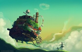 Wallpaper Art Howl Moving Castle Hayao Miyazaki Hills