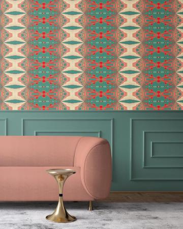 Itzel Turquoise Coral Vellum Wallpaper Pearl And Maude