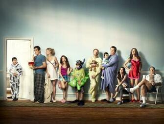 Modern Family Waiting In Line For The Bathroom Wallpaper On