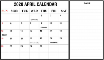 Editable April Calendar Printable Template With Holidays