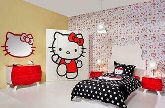 Contoh Gambar Wallpaper Dinding Hello Kitty Untuk Kamar Tidur