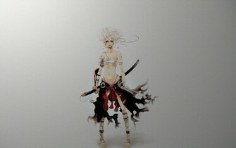 Samurai Girl Blonde Gray Sexy Sword