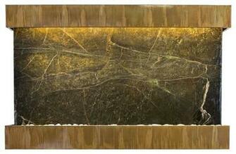 Quarry Green Marble Copper Patina Wide Wall Fountain Contemporary