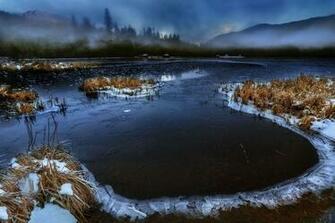 Alaska River Mist Nature Mountain Cabin Frost Sunset Trees