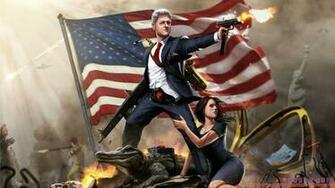 Bill Clinton American Flag Uzi Alligator Monica Lewinsky Wtf