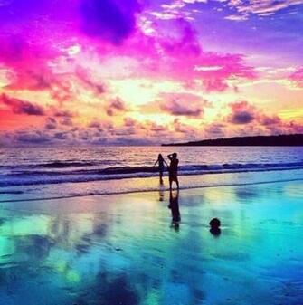 Pin Pink Beach Sunset Wallpaper