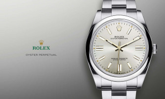 Close Up Of A Rolex Oyster Perpetual Silver Watch Wallpaper