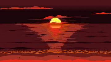 Red Dark Pixel Art Sunset 4k Wallpaper Minimalist