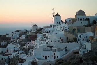 Hillside And Windmills In Greece Wallpaper Wall Mural Self