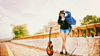 Guitar Girl Wallpaper High Definition Quality Widescreen