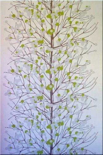 Marimekko Lumimarja Fabric Wall Art In Lime Green Beige Gold And