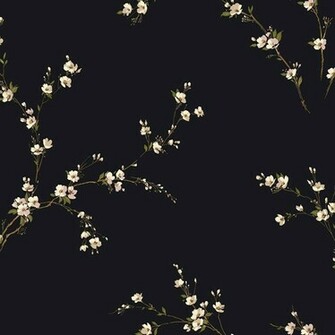 Matte Black Blossom Wallpaper Bedding
