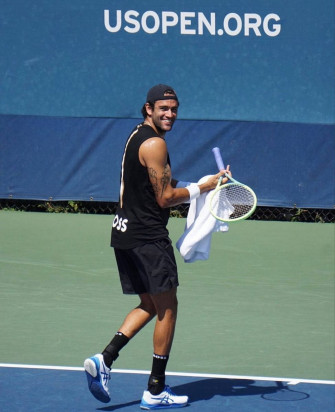 Italian Tennis Pro Matteo Berrettini Delighting In A Light Wallpaper
