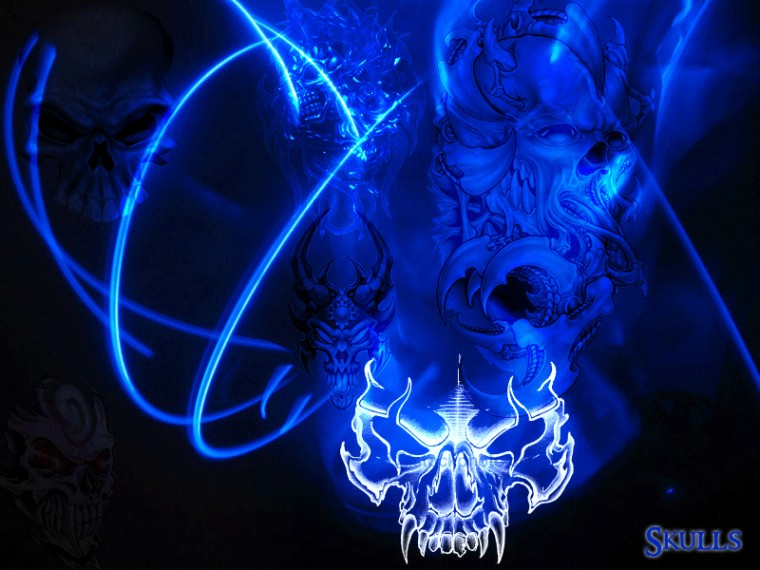 Blue Skull Wallpaper Scary