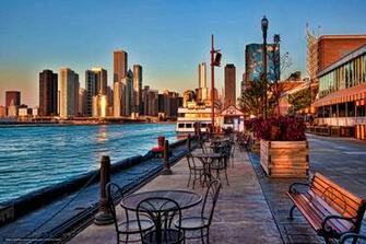 Wallpaper Navy Pier Sunrise Chicago Desktop