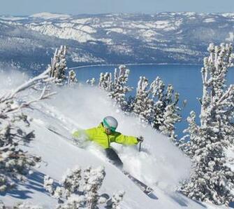 Winter Time Lake Tahoe Powder On Background