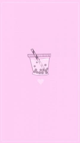 Pink Boba Phone Background Tea Wallpaper