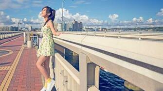 City Summer Sun Girl Dress Lovely Beautiful Wallpaper