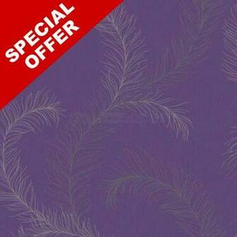 Debona Feathers Purple Silver Wallpaper