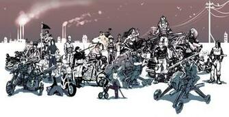 Motorcycle Chopper Urban Art Psychedelic Dark Violence Biker Wallpaper