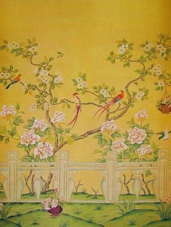 Free download hand painted chinoiserie wallpaper from the 18th century