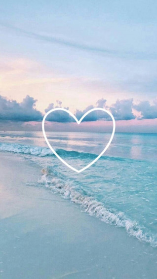 Beach Heart Light Blue Aesthetic iPhone Wallpaper
