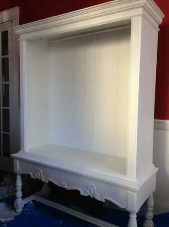 Here Is The Cupboard Almost Completed Wainscoting In Place And