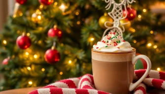 Hot Chocolate With A Christmas Tree Wallpaper