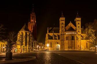 Image Netherlands Maastricht Street Temples Night Time
