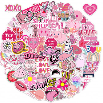 Amazon Pink Preppy Style Stickers 100pcs Y2k