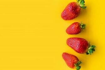 Strawberries With Yellow Background Stock Photo Picjumbo