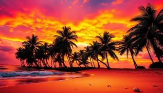 Tropical Beach Sunset Wallpaper