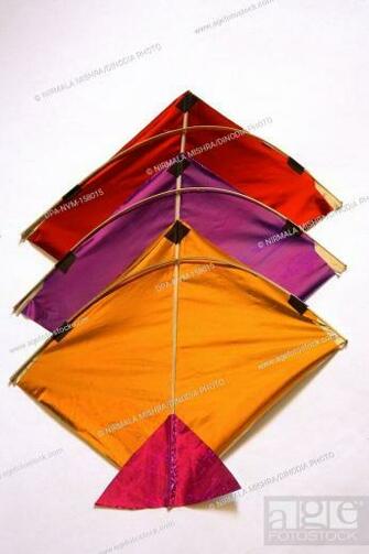 Colourful Kites For Makara Sankranti Festival On White Background
