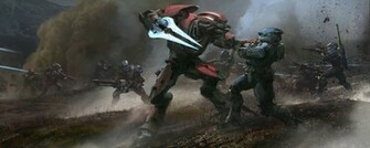 Halo Reach Elite Battle Spartan Wallpaper Background Dual Monitor