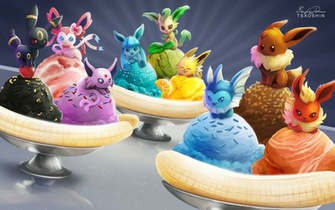 Eevee Banana Splits By Tsaoshin