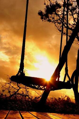 Stock Photo Sunset Swing Clouds Gold Shadow