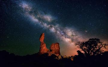 Galaxy Milky Way Stars Desert Night Rocks Stones Wallpaper