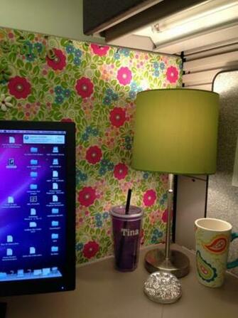 Cute Lamp In The Corner Matches My Wrapping Paper Wallpaper Cubicle