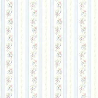 Light Blue Floral Stripe Princess Brewster Wallpaper