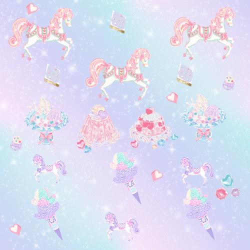 Kawaii Background Glitter Unicorns