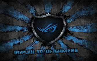 Wallpaper Logo Grey Blue Background Brand Asus Rog Republic