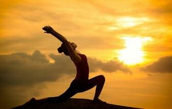 Wallpaper Yoga Pose Light Orange Sports