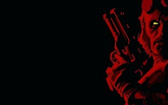 Hellboy Black Background Comics Yellow Eyes Wallpaper Hq