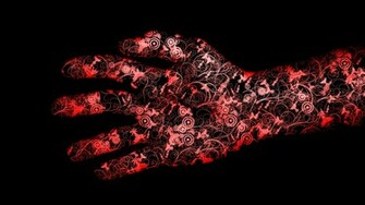 Wallpaper Red Black Hand Flowers Full HD 1080p