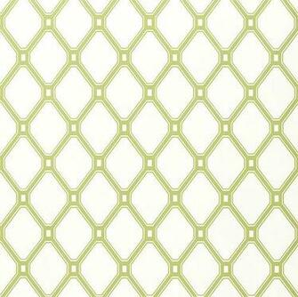 Lattice Wallpaper In Green On White And Artwork Decor