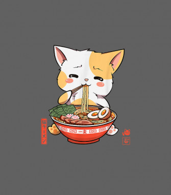 Kawaii Neko Ramen Cute Cat Japanese Noodle Funny Anime