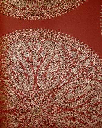 Circles Wallpaper Large Paisley Design In Gold On Red